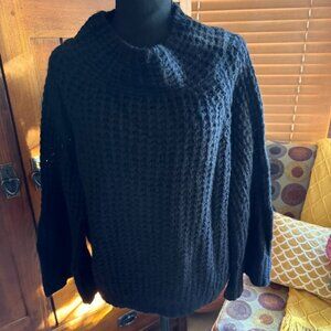 Maeve (by anthropologie) Black Mock-Neck Chunky Sweater